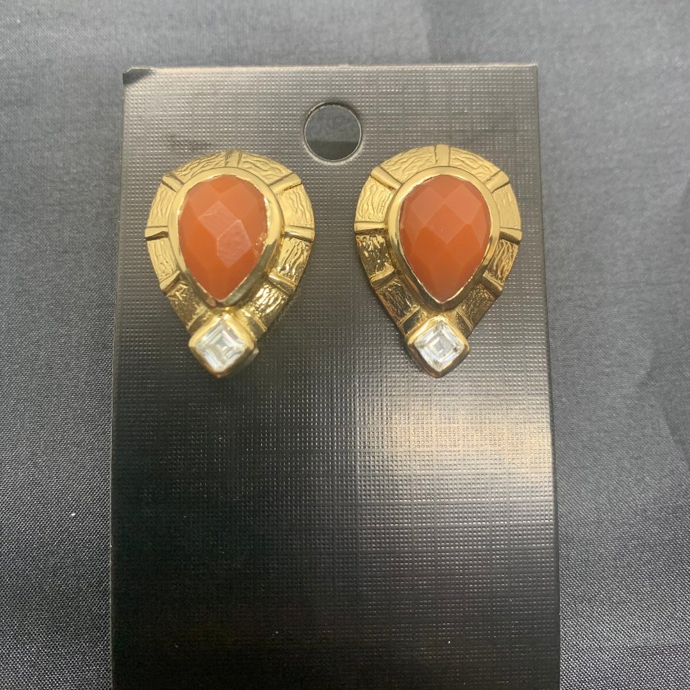 Melinda Maria Upside Down Red Onyx Teardrop Studs